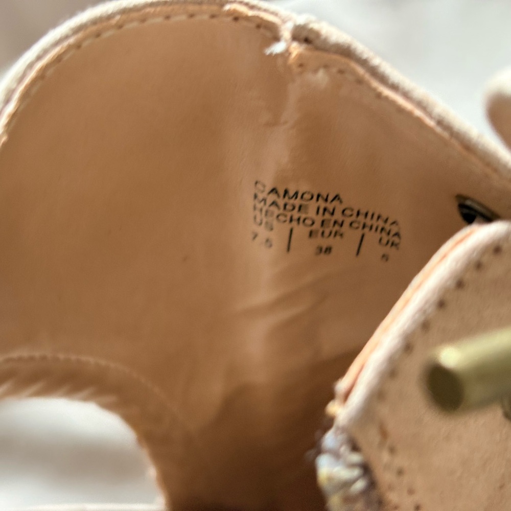 Mix No. 6 Lace-Up Peep Toe Block Heel Booties in Taupe - Picture 9 of 11